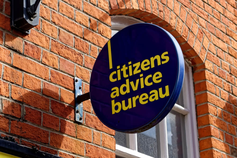 Citizens Advice Bureau sign on walk