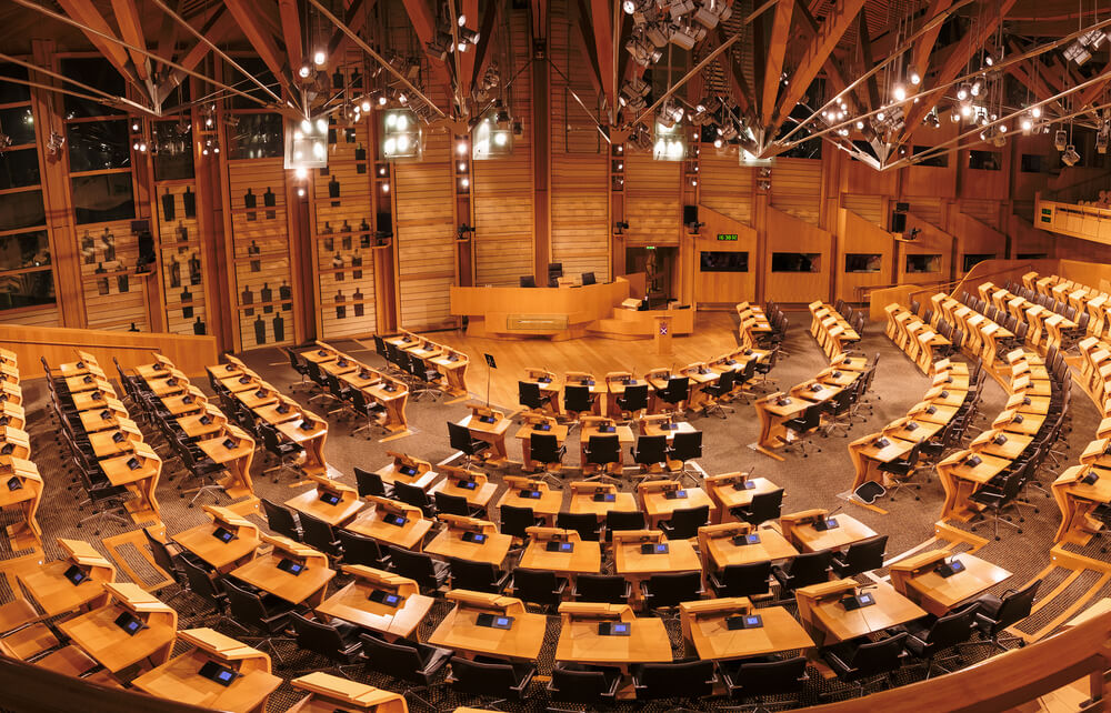 Inside debating chamber of Scottish Parliament